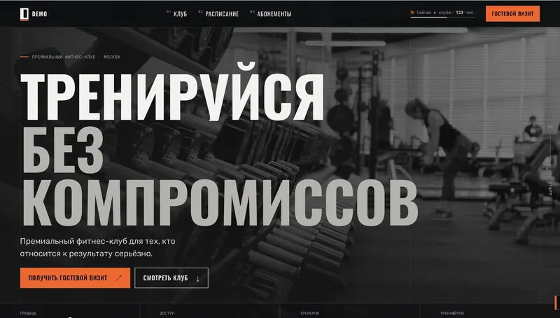Демо-сайт фитнес-клуба IRON DISTRICT